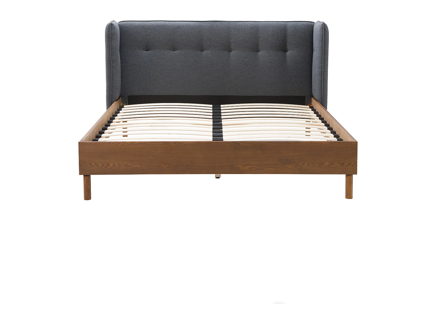 Lit double Loco 140x190 cm en tissu gris foncé