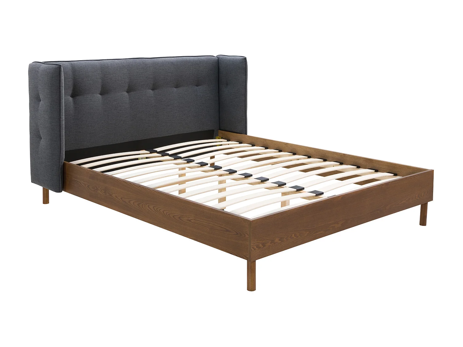 Lit double Loco 140x190 cm en tissu gris foncé