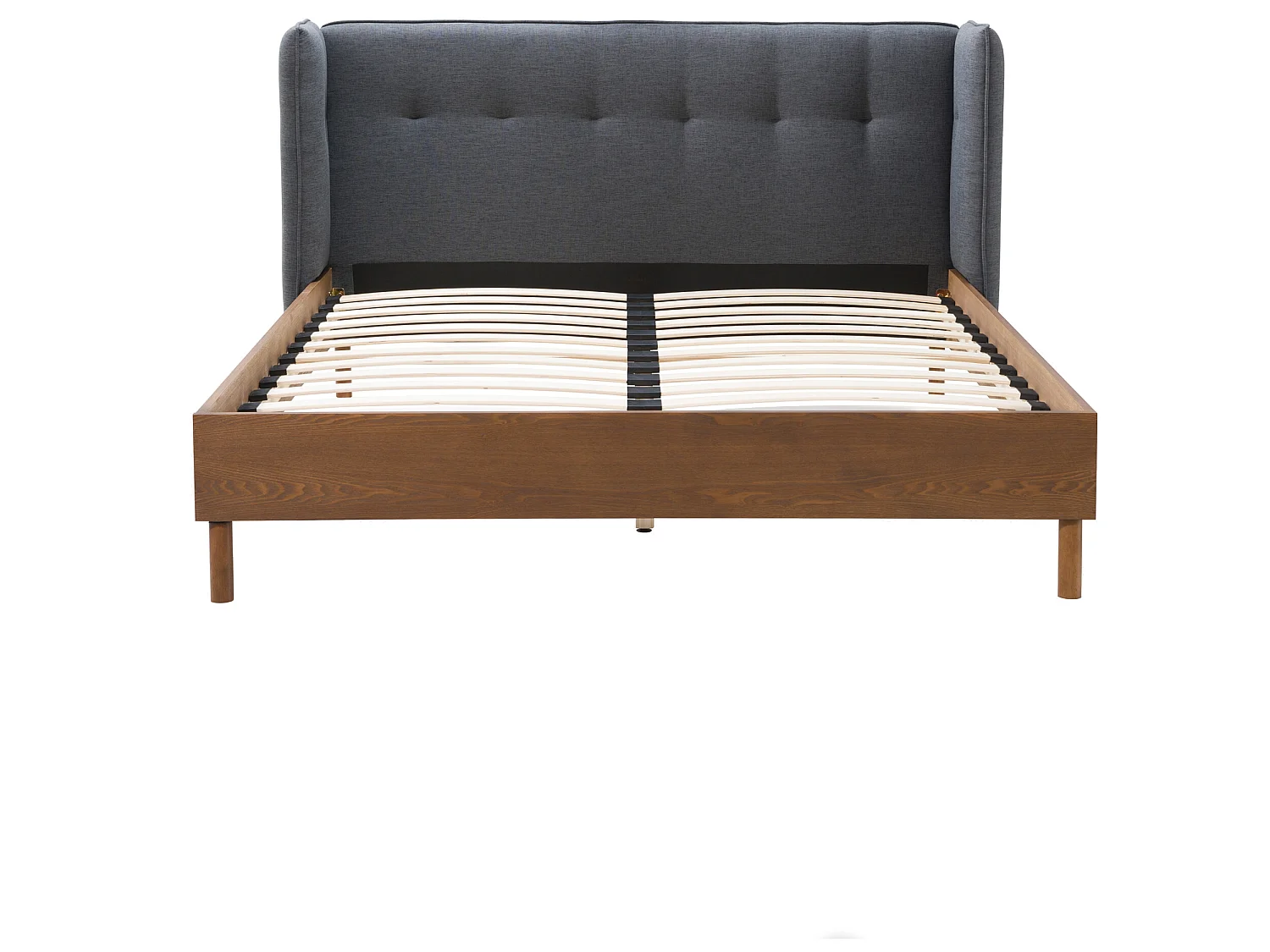 Lit double Loco 140x190 cm en tissu gris foncé