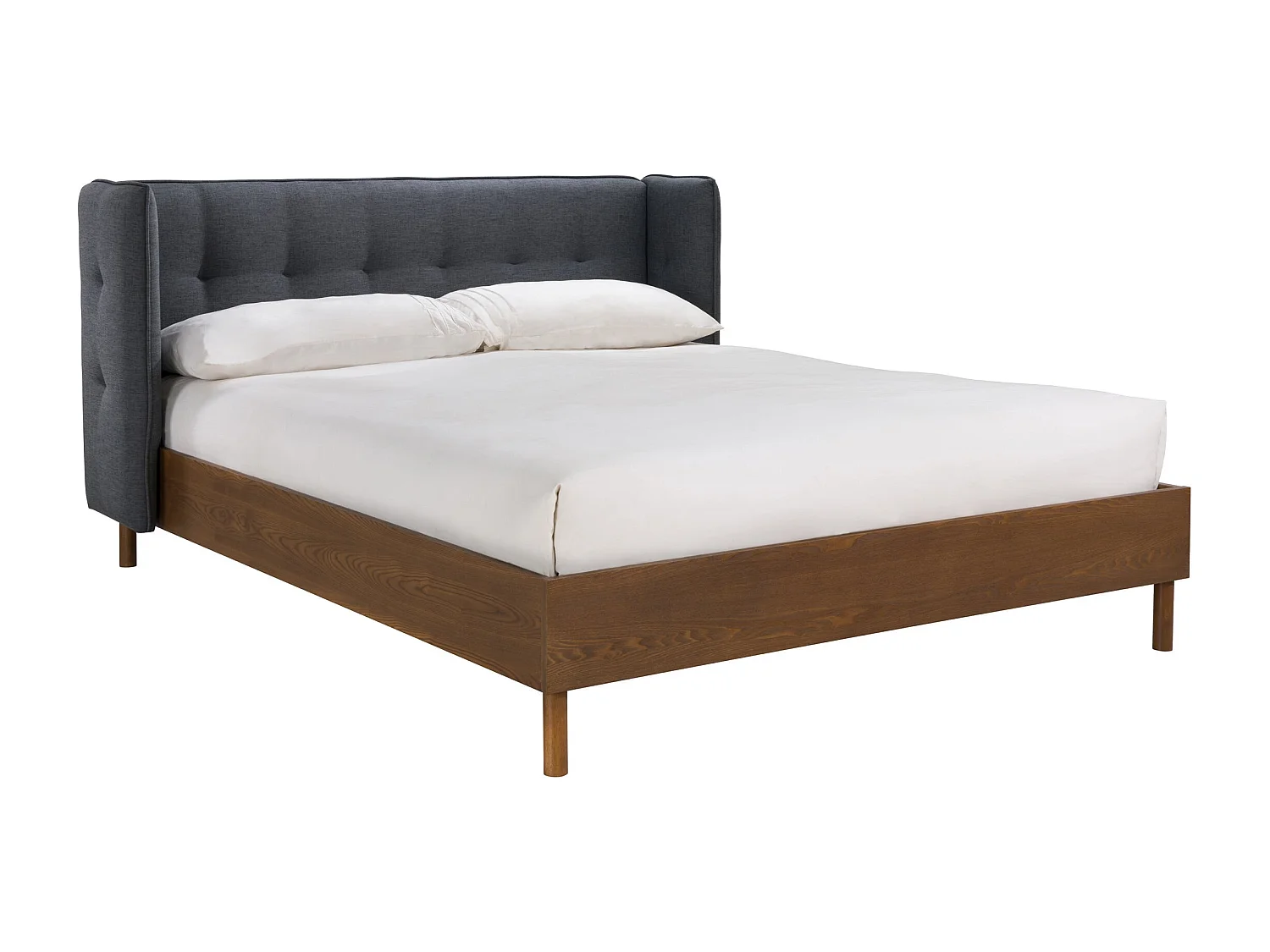 Lit double 160x200 cm en tissu gris foncé - Loco