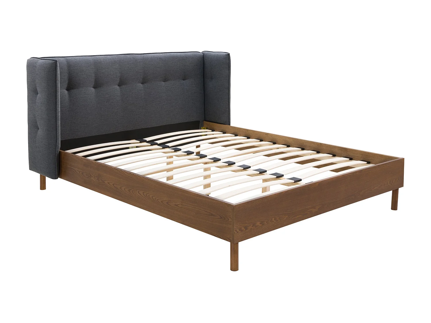 Lit double 160x200 cm en tissu gris foncé - Loco