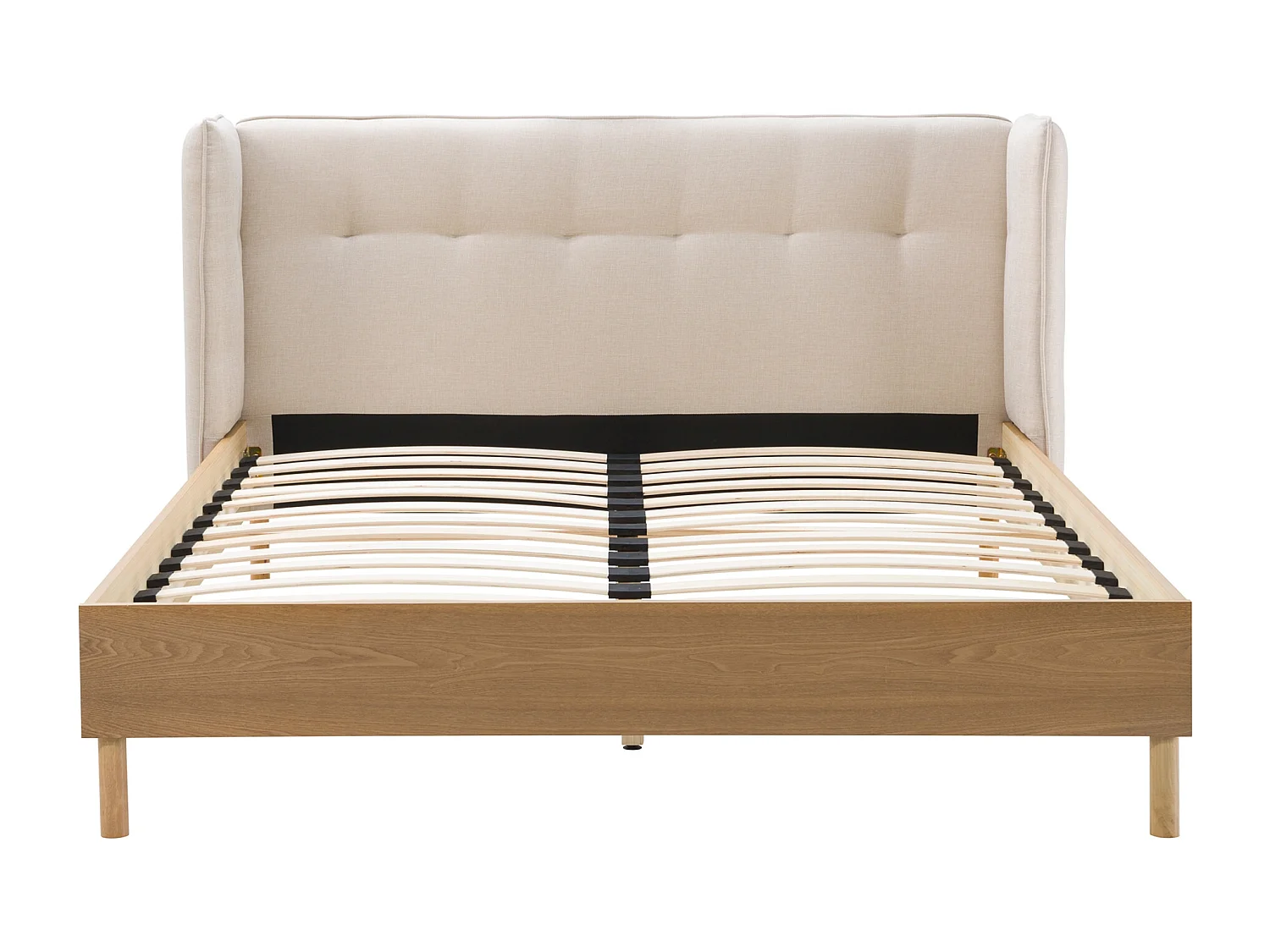 Lit double 160x200 cm en tissu gris/beige - Loco