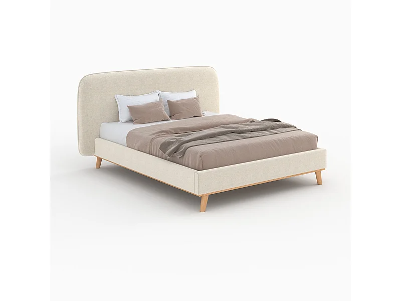 Letto matrimoniale 160x200 cm in tessuto grigio/beige - Modjo