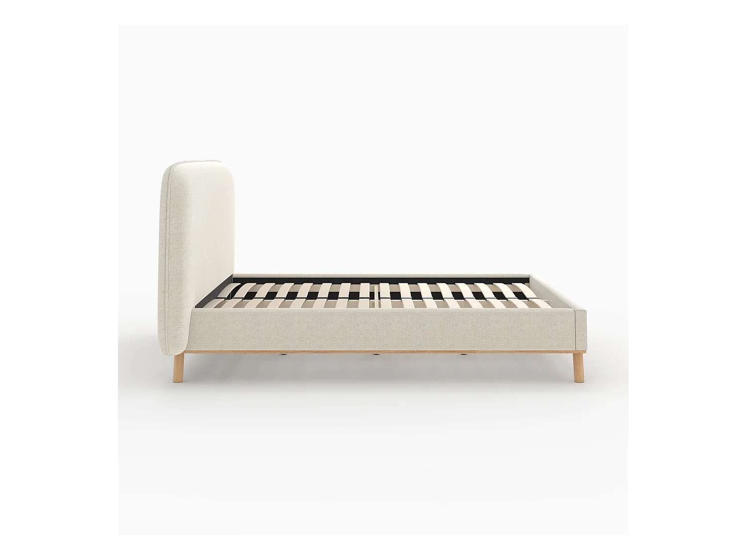 Cama doble 160x200 cm en tejido gris/beige - Modjo