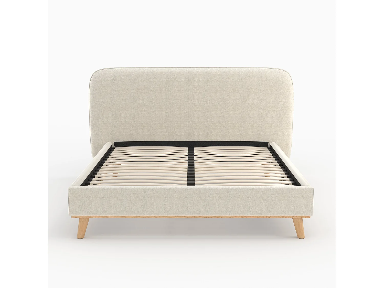 Lit double 160x200 cm en tissu gris/beige - Modjo