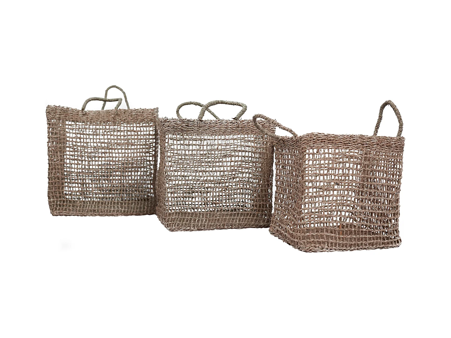 Panier carré tressé en fibre naturelle (lot de 3) - Scar