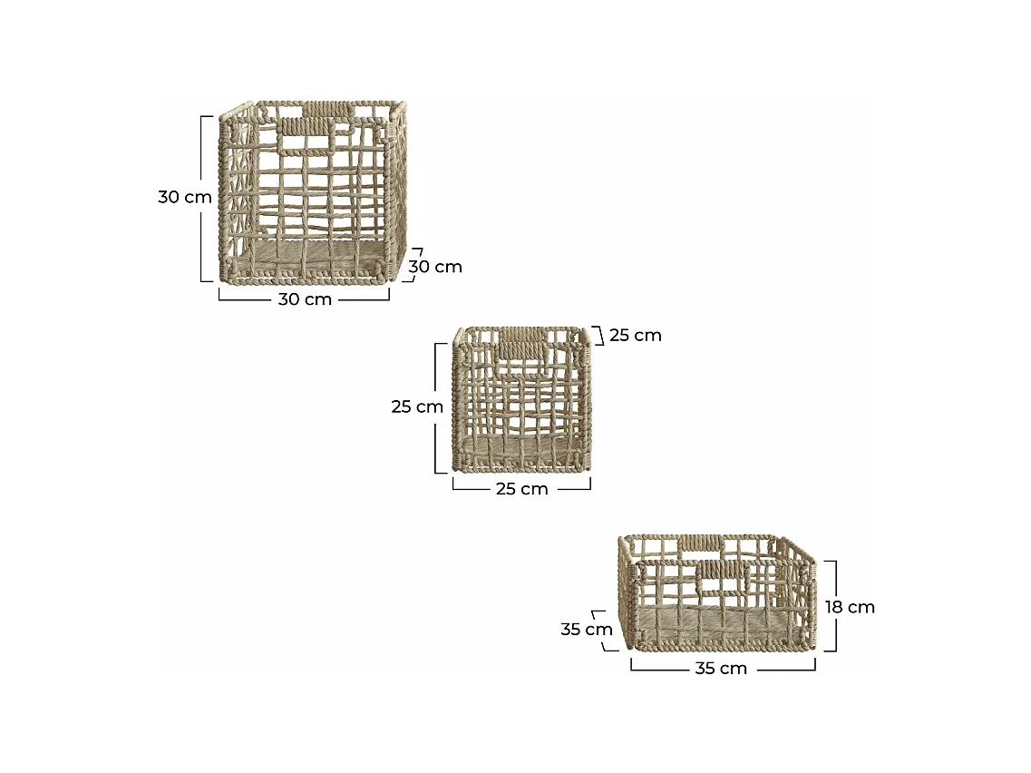 Set de 3 paniers en fibres naturelles - Janice