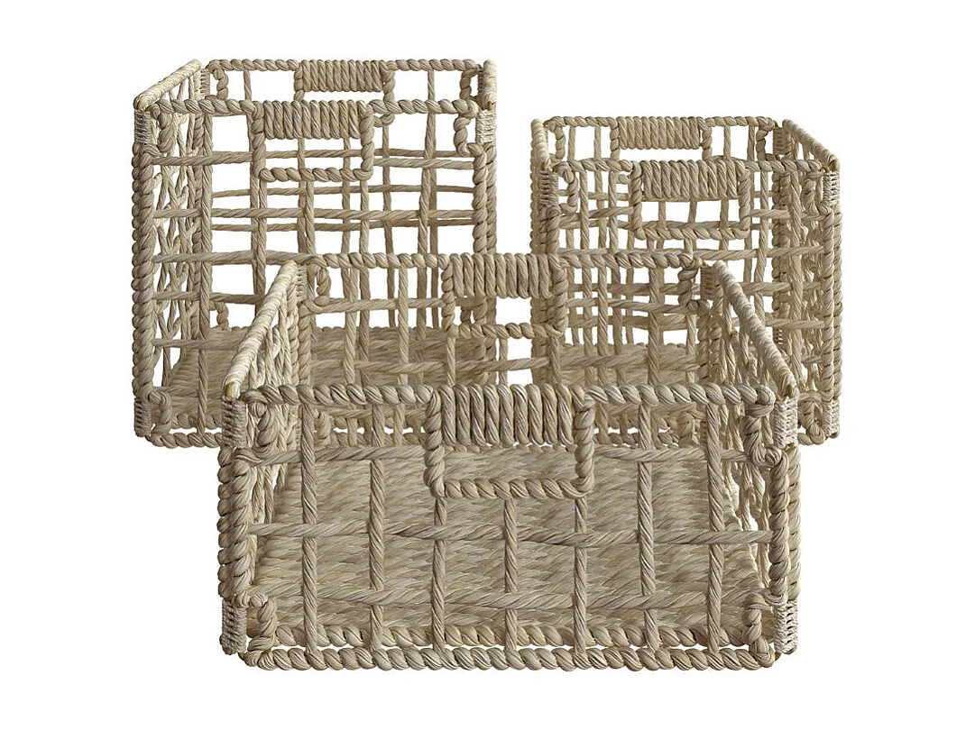 Set di 3 cestini in fibra naturale - Janice