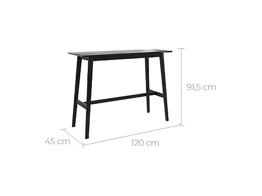 Table de bar rectangulaire 4 personnes en bois noir 120 cm - Buvette