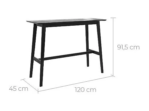 Tavolo bar rettangolare per 4 persone in legno nero 120 cm - Buvette