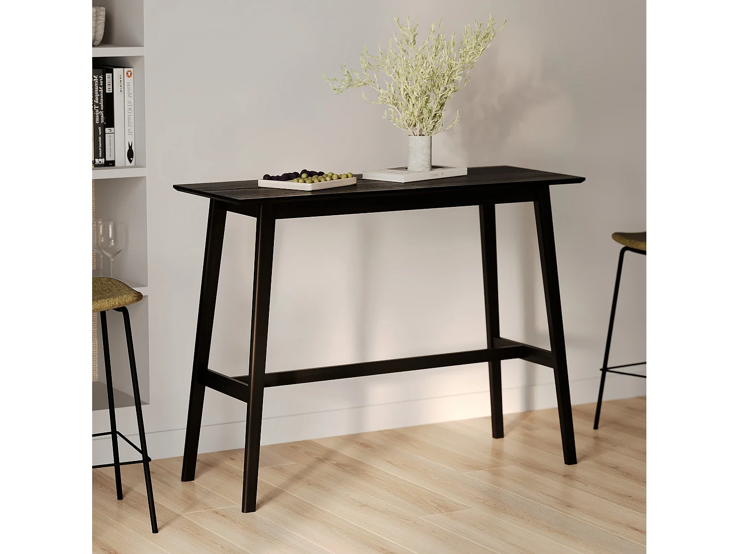 Tavolo da bar rettangolare per 4 persone in legno nero 120 cm - Buvette