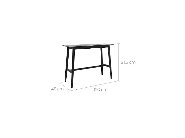 Tavolo da bar rettangolare per 4 persone in legno nero 120 cm - Buvette