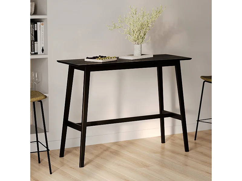 Mesa de bar rectangular para 4 personas en madera negra 120 cm - Buvette