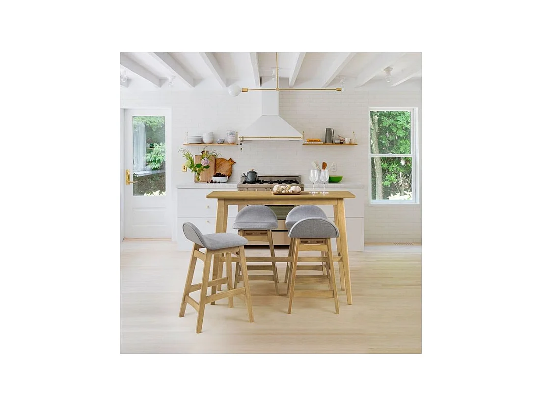 Table de bar rectangulaire 4 personnes en bois clair naturel 120 cm - Buvette