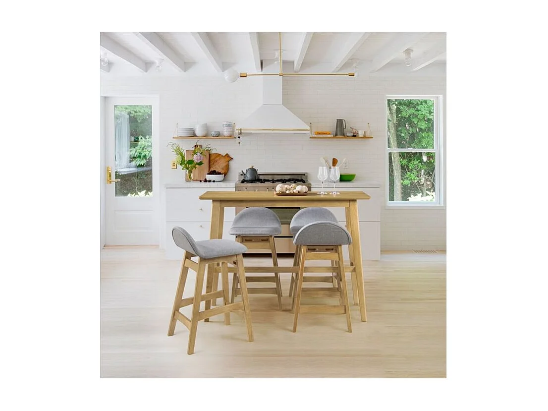 Table de bar rectangulaire 4 personnes en bois clair naturel 120 cm - Buvette