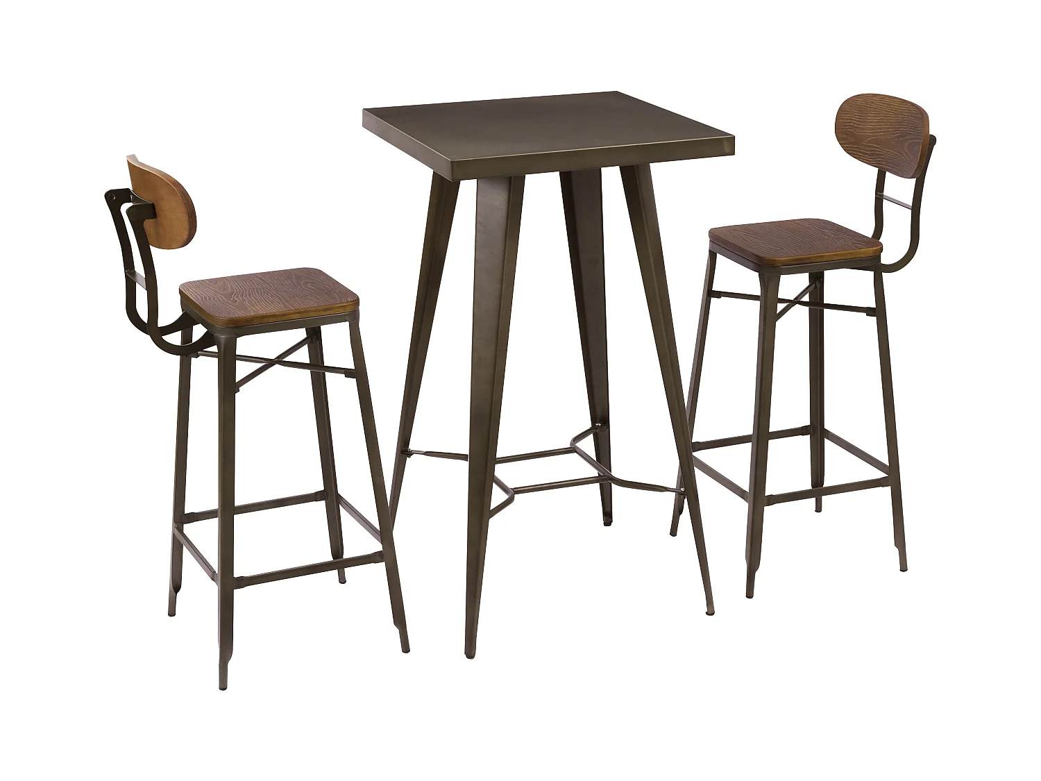 Tavolo bar quadrato in metallo per 2 persone 60 cm - Indus