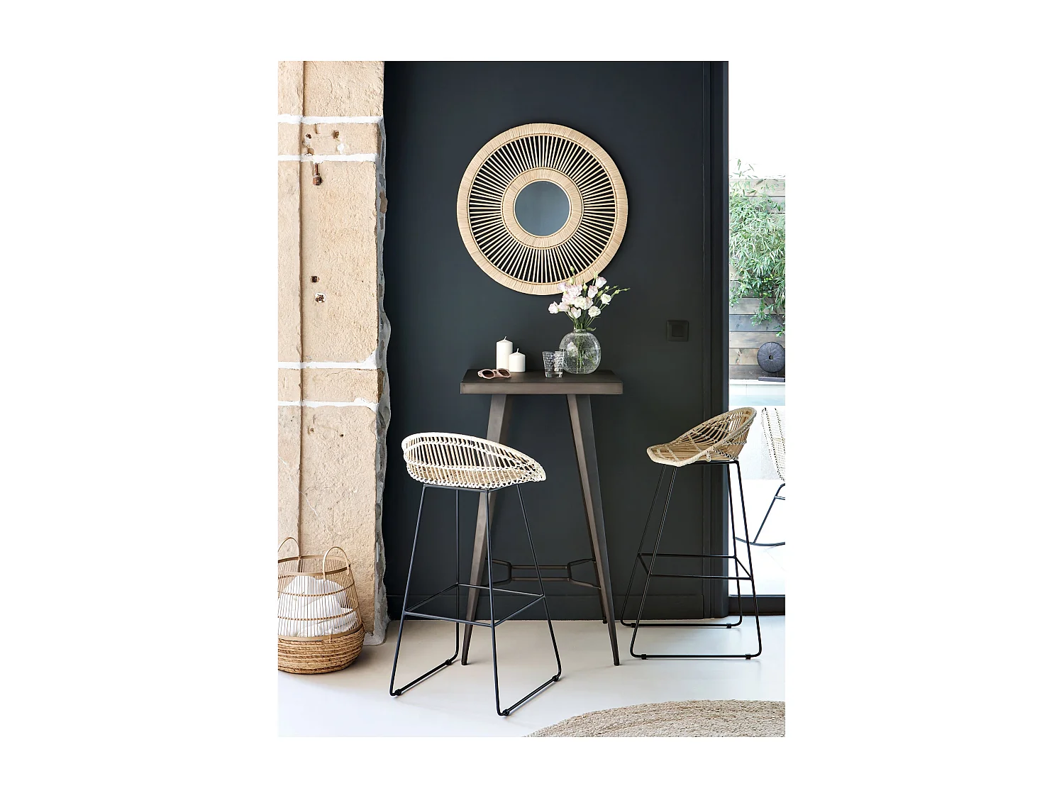 Table de bar carrée 2 personnes en métal gris métallisé 60 cm - Indus