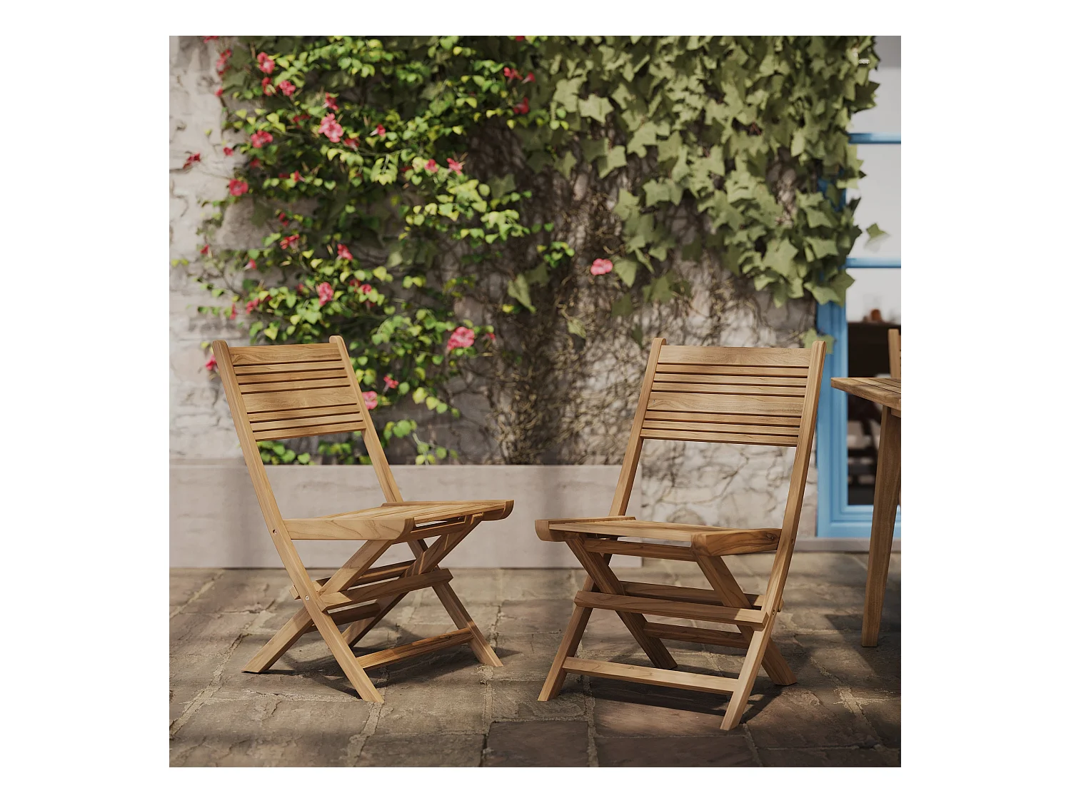 Set de 2 sillas de jardín plegables de teca - Nido