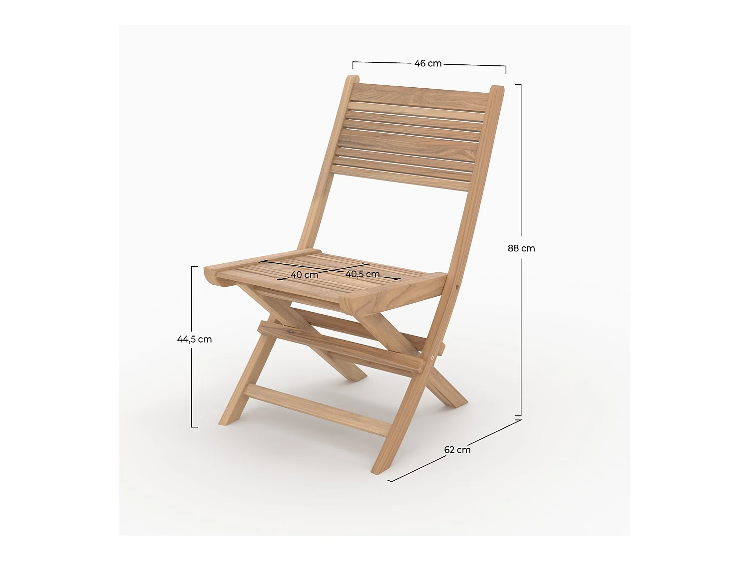 Set de 2 sillas de jardín plegables de teca - Nido