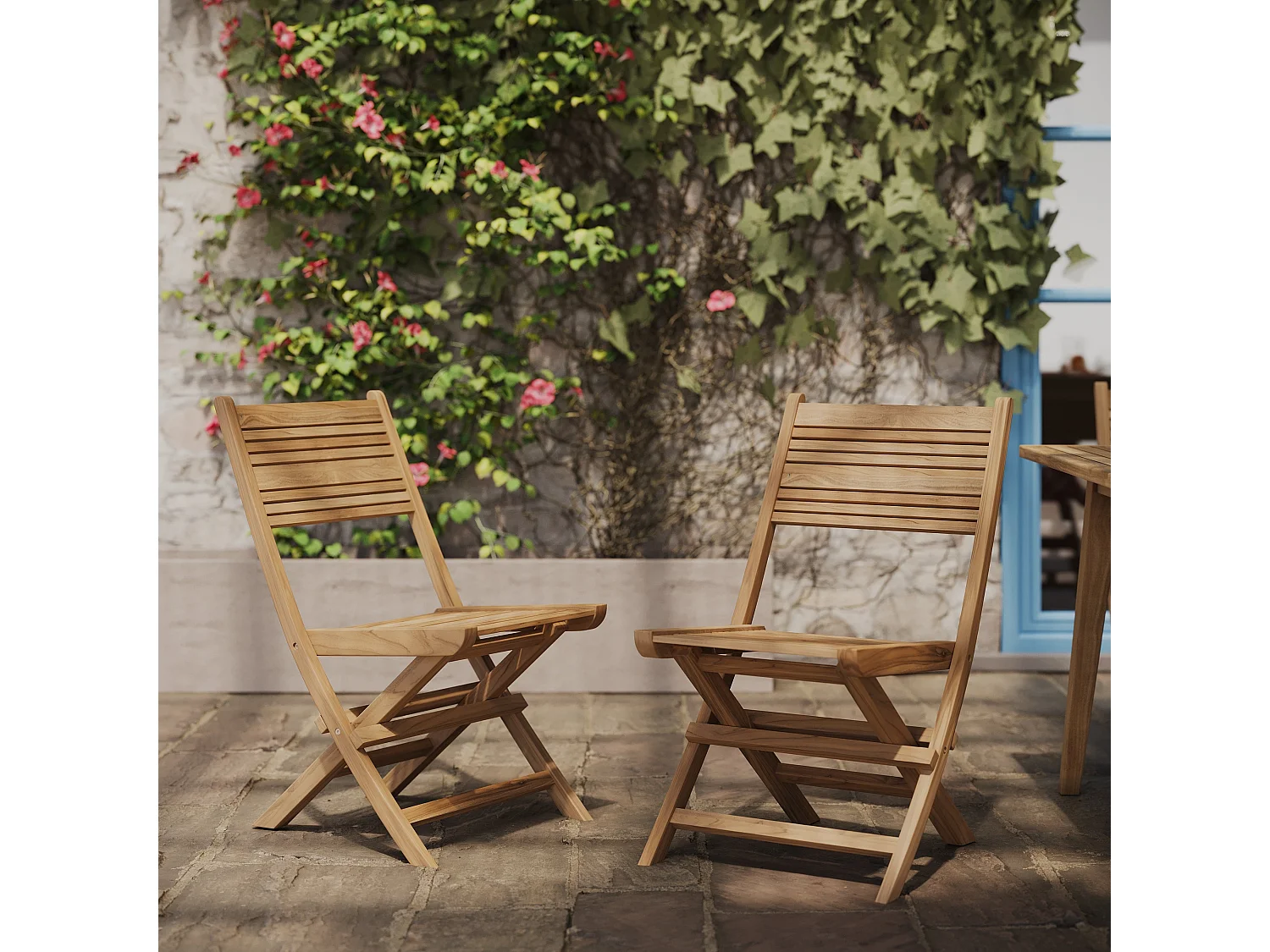 Set de 2 sillas de jardín plegables de teca - Nido