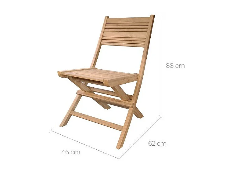 Set de 2 sillas de jardín plegables de teca - Nido