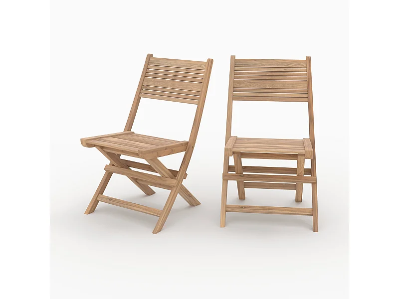 Set de 2 sillas de jardín plegables de teca - Nido
