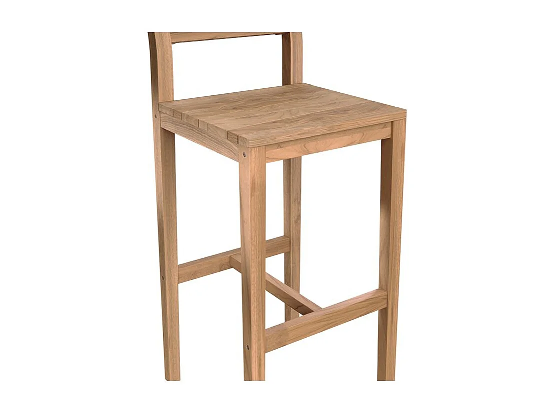 Set di 2 sedie da bar da esterno 74 cm in legno di teak massello - Tunga