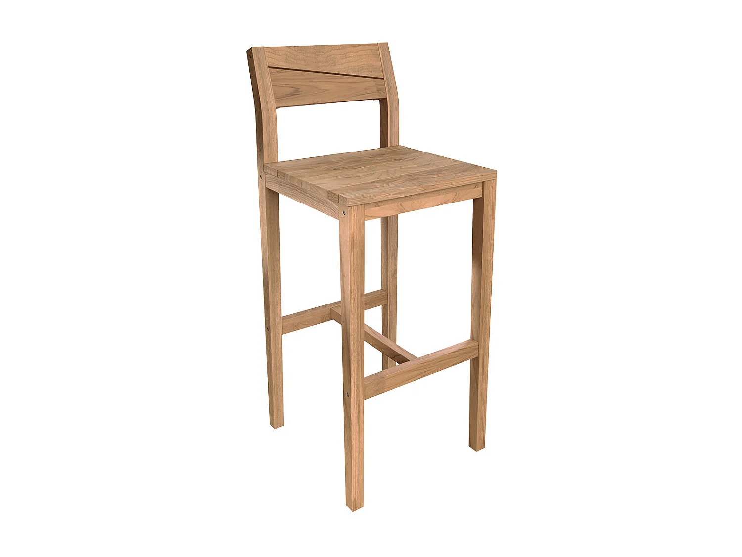 Lot de 2 chaises de bar extérieur 74 cm en bois de teck massif - Tunga
