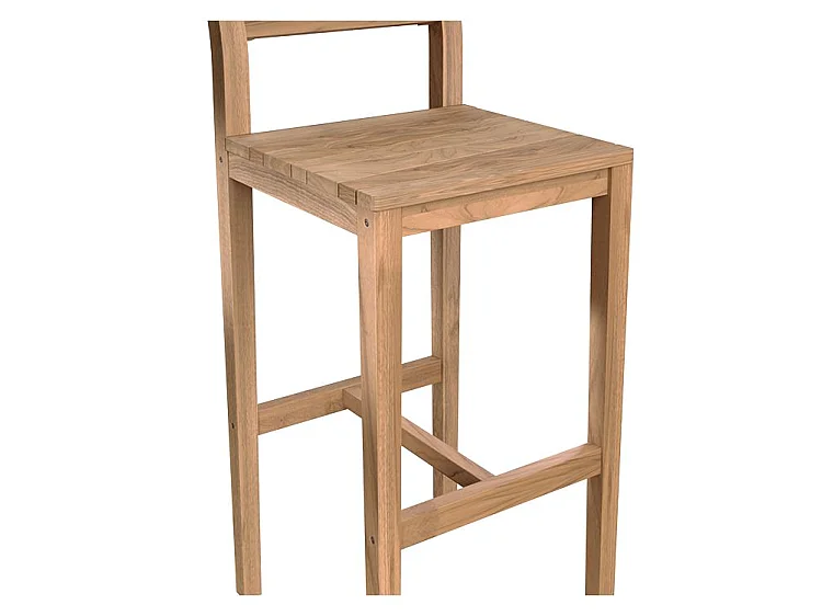 Lot de 2 chaises de bar extérieur 74 cm en bois de teck massif - Tunga