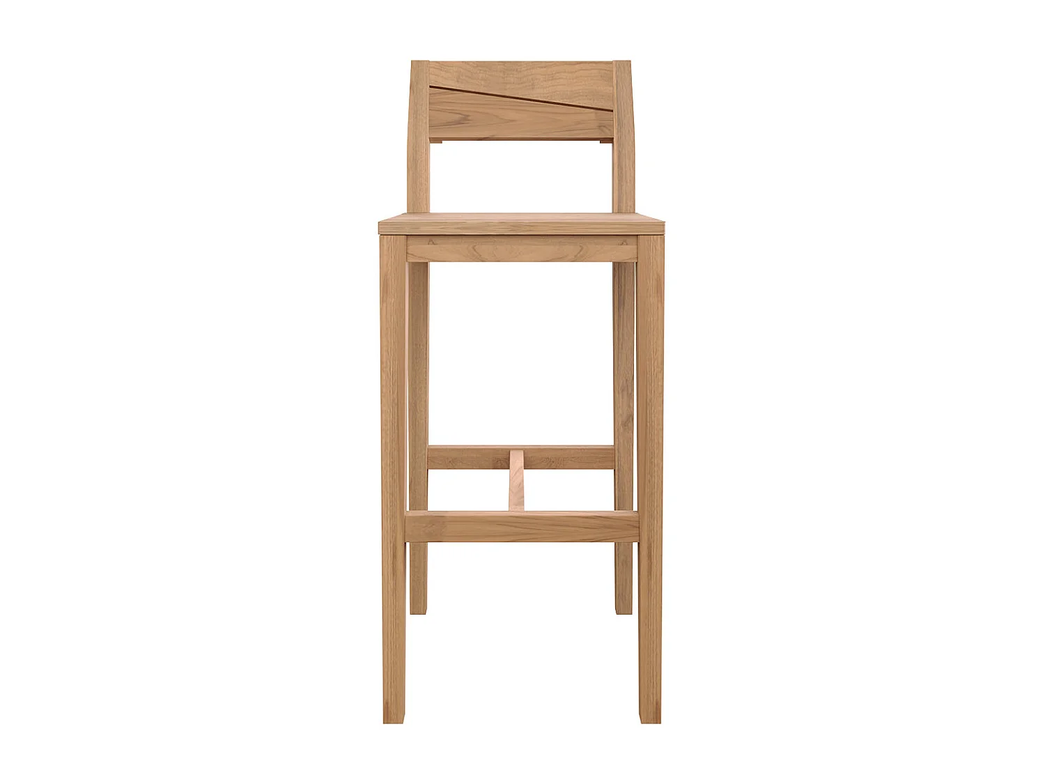 Lot de 2 chaises de bar extérieur 74 cm en bois de teck massif - Tunga