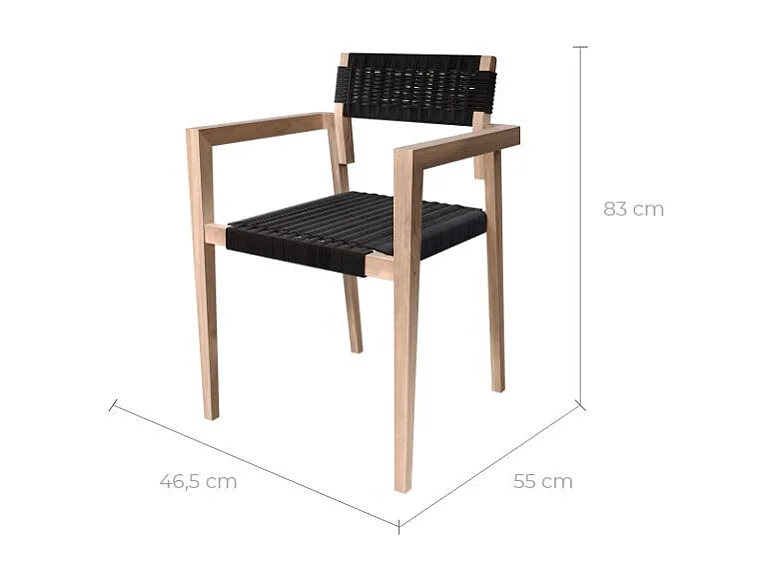 Set di 2 sedie da giardino impilabili in teak e corda intrecciata - Kapua