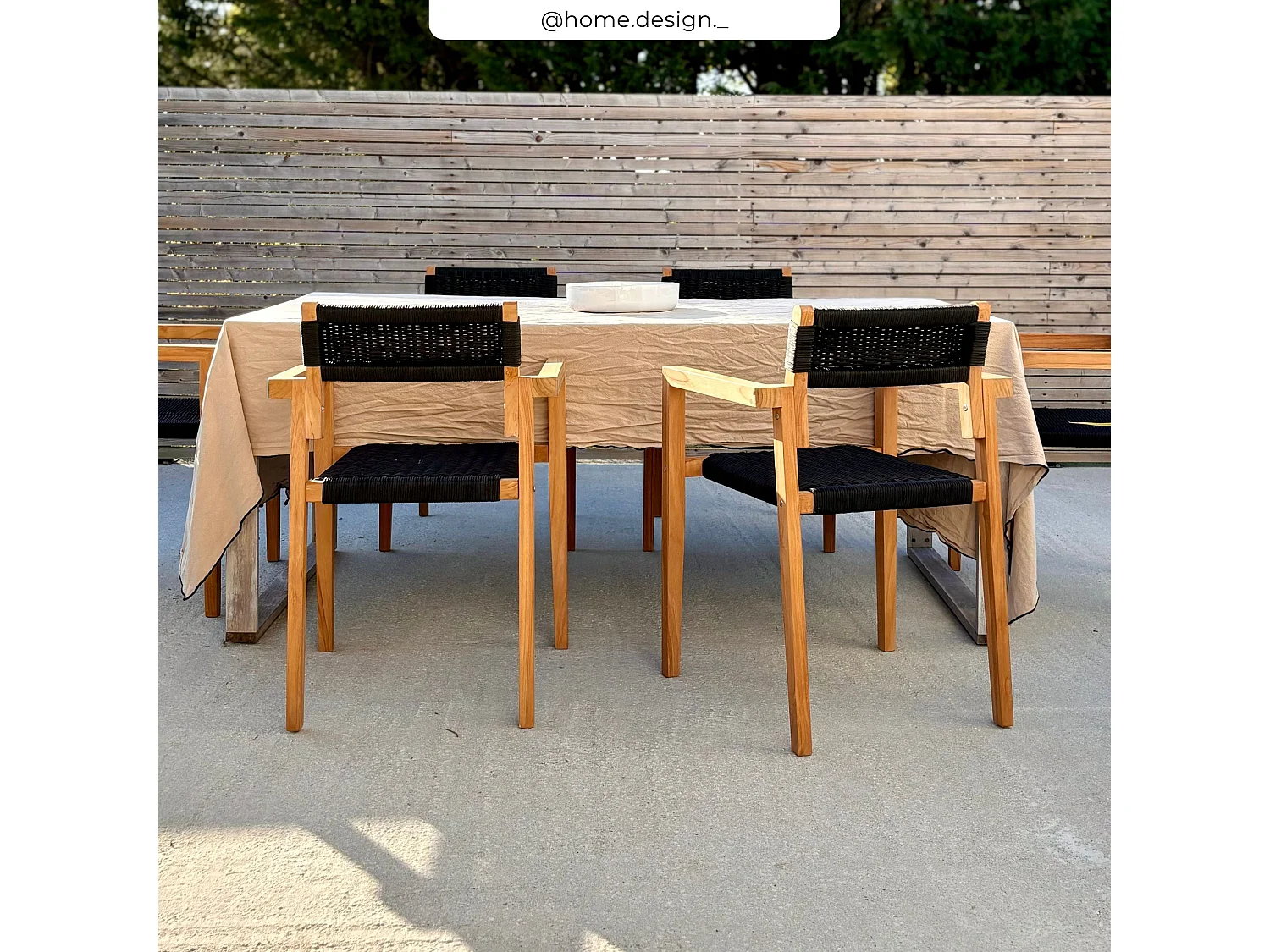 Set di 2 sedie da giardino impilabili in teak e corda intrecciata - Kapua