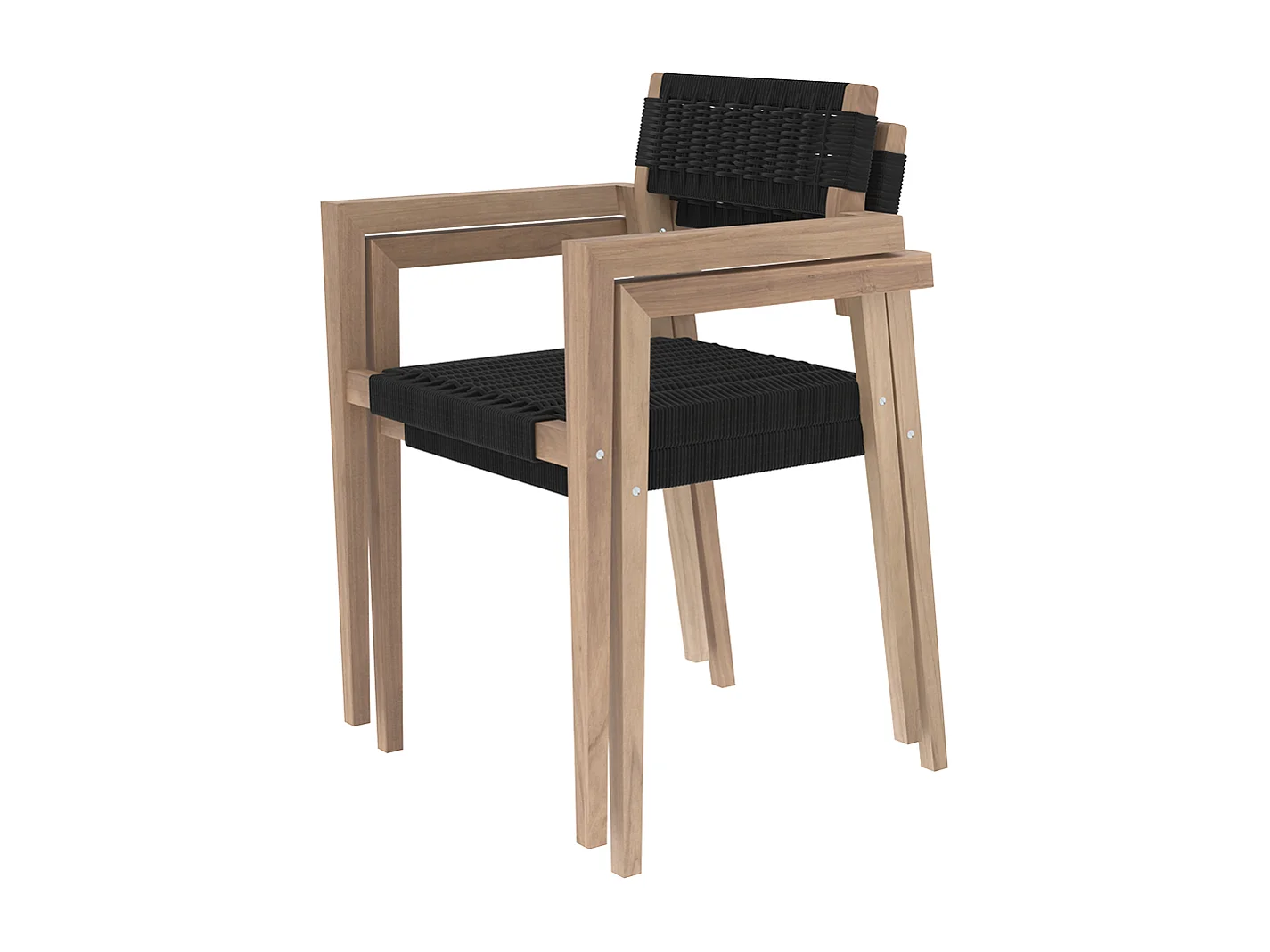 Set di 2 sedie da giardino impilabili in teak e corda intrecciata - Kapua