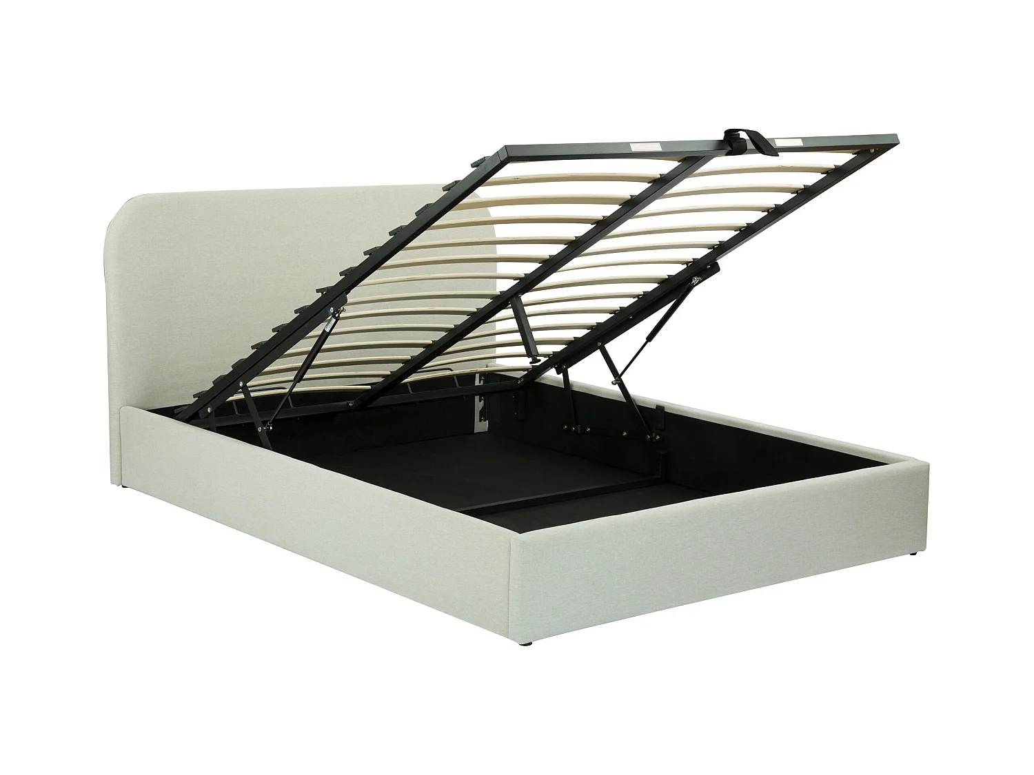 Lit double avec coffre 140x190 cm en tissu gris/beige - Tilly