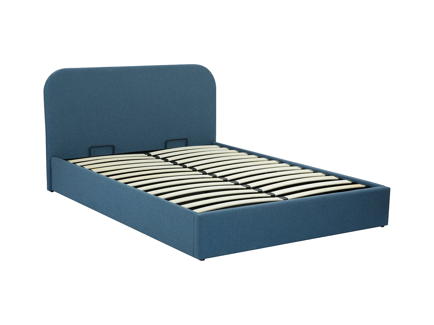 Lit double avec coffre 160x200 cm en tissu bleu - Tilly