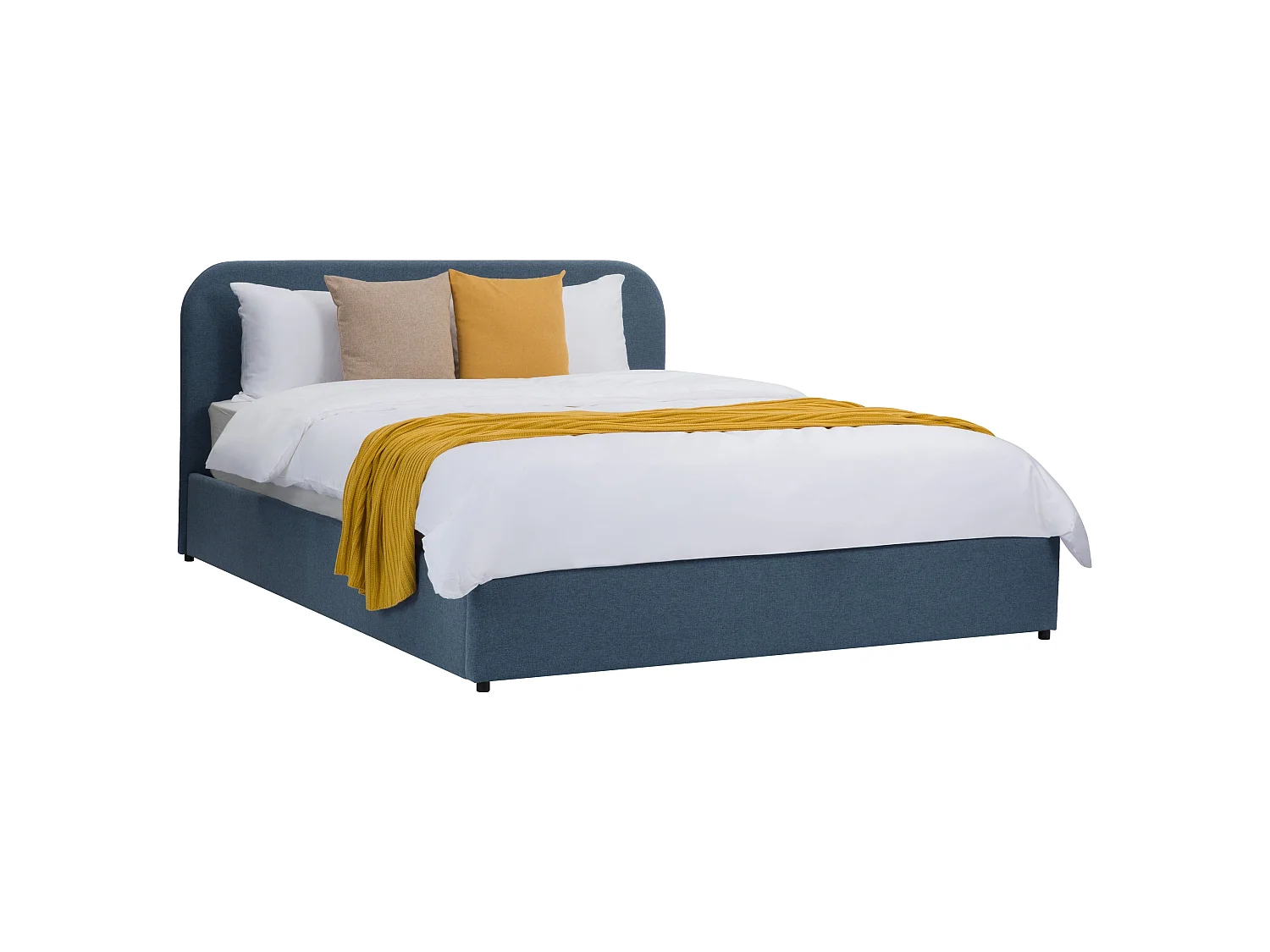 Letto matrimoniale con contenitore 160x200 cm in tessuto blu - Tilly