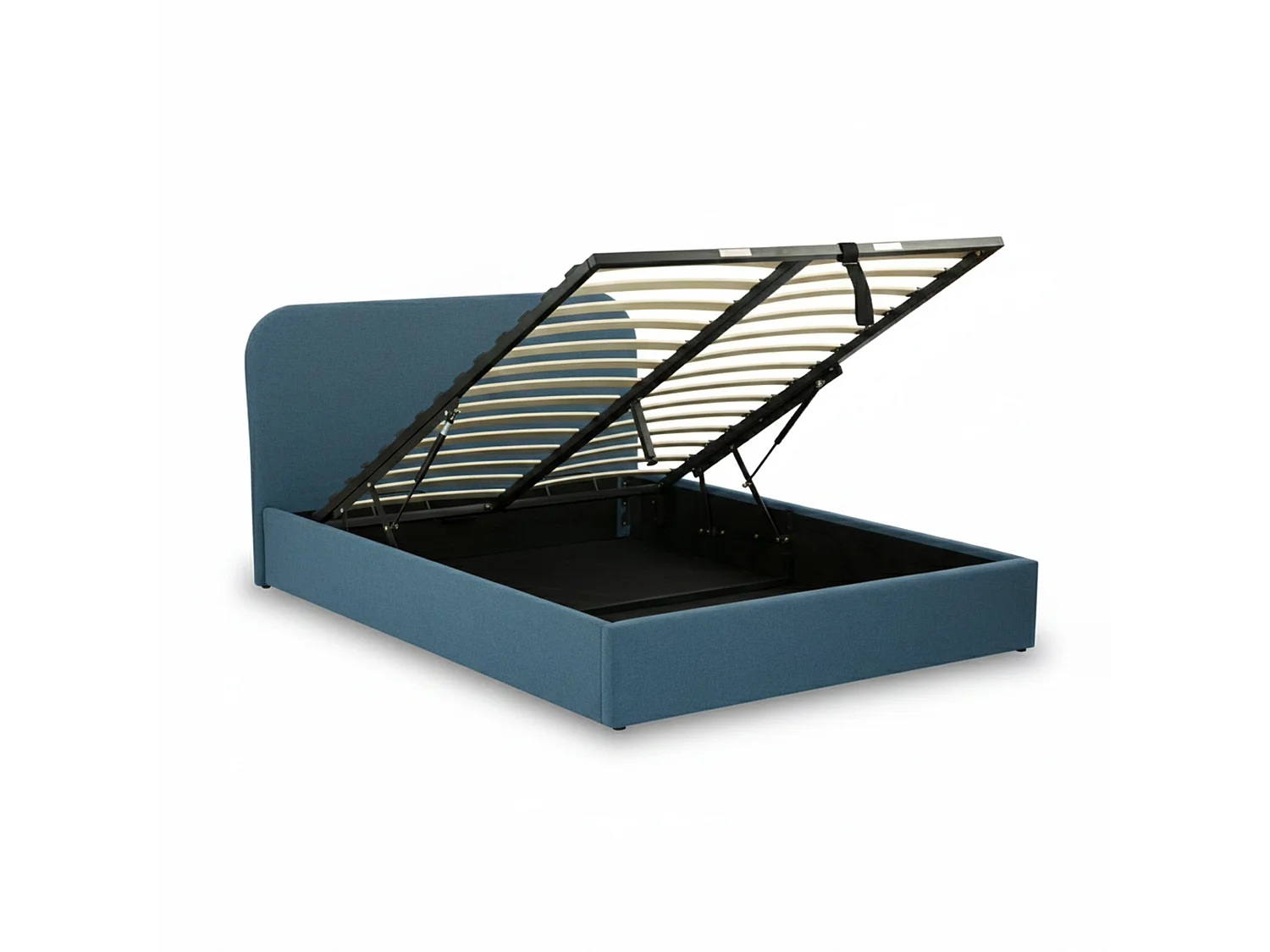 Letto matrimoniale con contenitore 160x200 cm in tessuto blu - Tilly