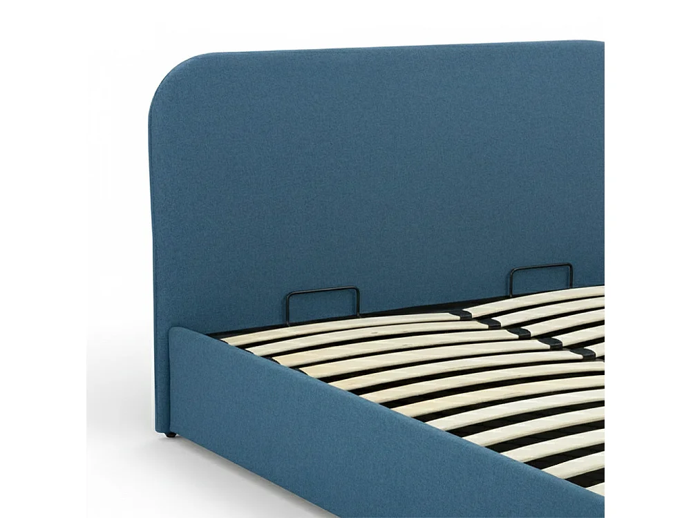 Letto matrimoniale con contenitore 160x200 cm in tessuto blu - Tilly