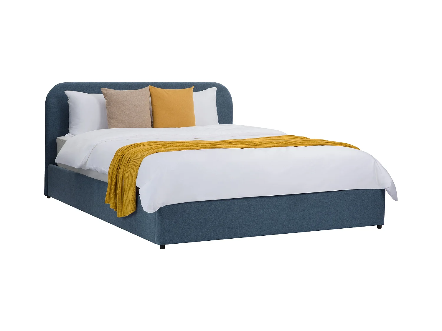 Lit double avec coffre 140x190 cm en tissu bleu - Tilly