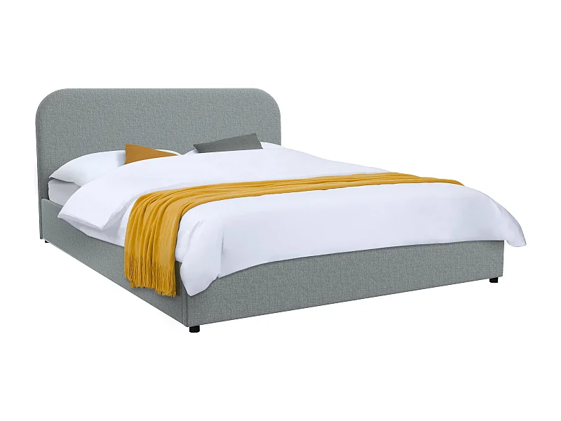 Cama doble 160x200 cm con caja de tela gris - Tilly