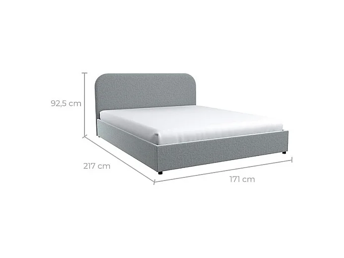 Cama doble 160x200 cm con caja de tela gris - Tilly