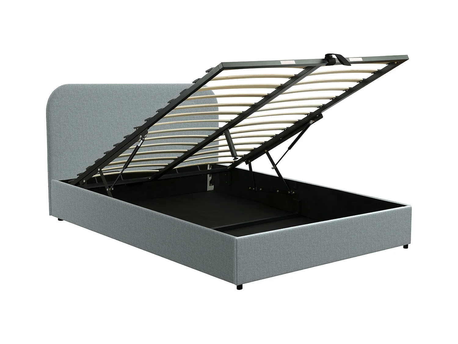 Cama doble 160x200 cm con caja de tela gris - Tilly