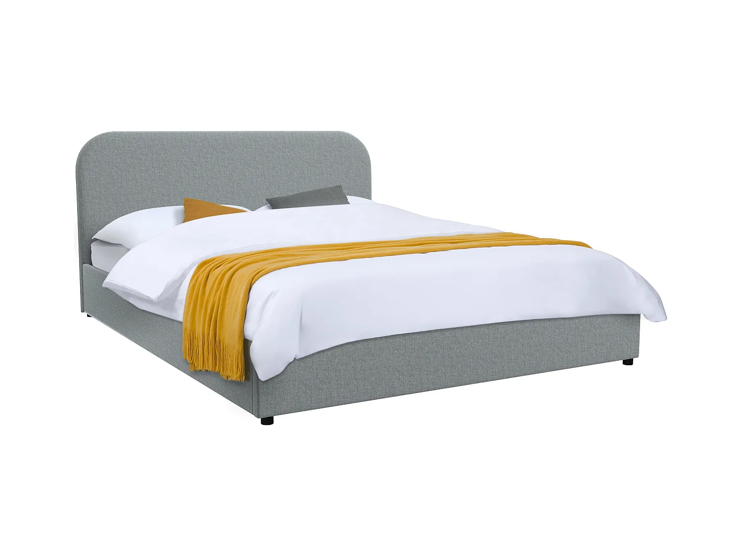 Lit double 160x200 cm avec coffre en tissu gris - Tilly