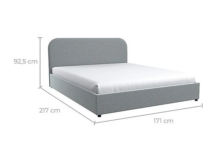 Lit double 160x200 cm avec coffre en tissu gris - Tilly