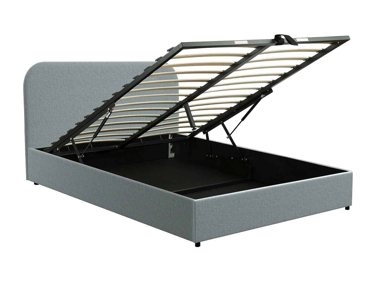 Lit double 160x200 cm avec coffre en tissu gris - Tilly