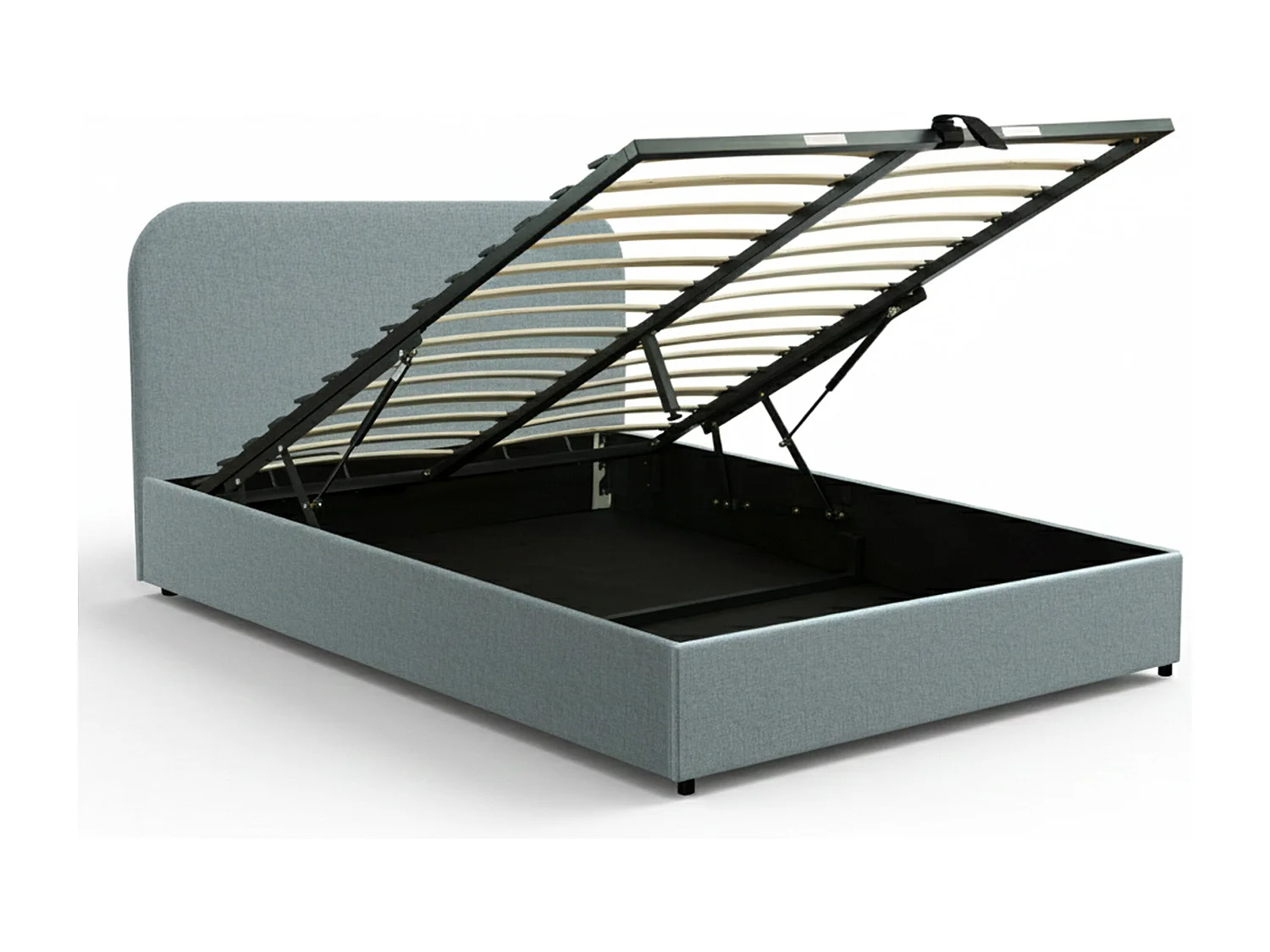 Cama doble 160x200 cm con caja de tela gris - Tilly