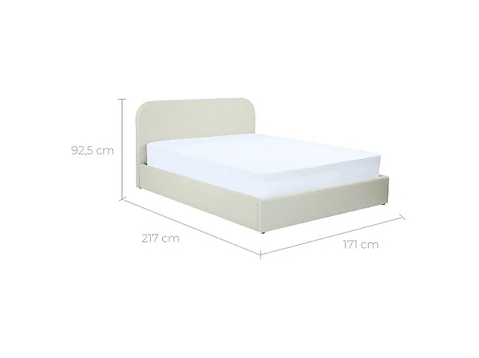 Lit double avec coffre 160x200 cm en tissu gris/beige - Tilly