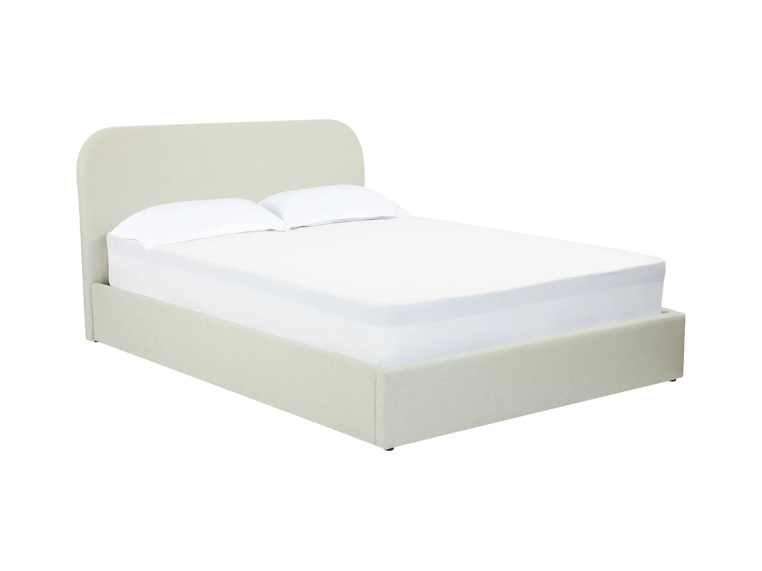 Lit double avec coffre 160x200 cm en tissu gris/beige - Tilly