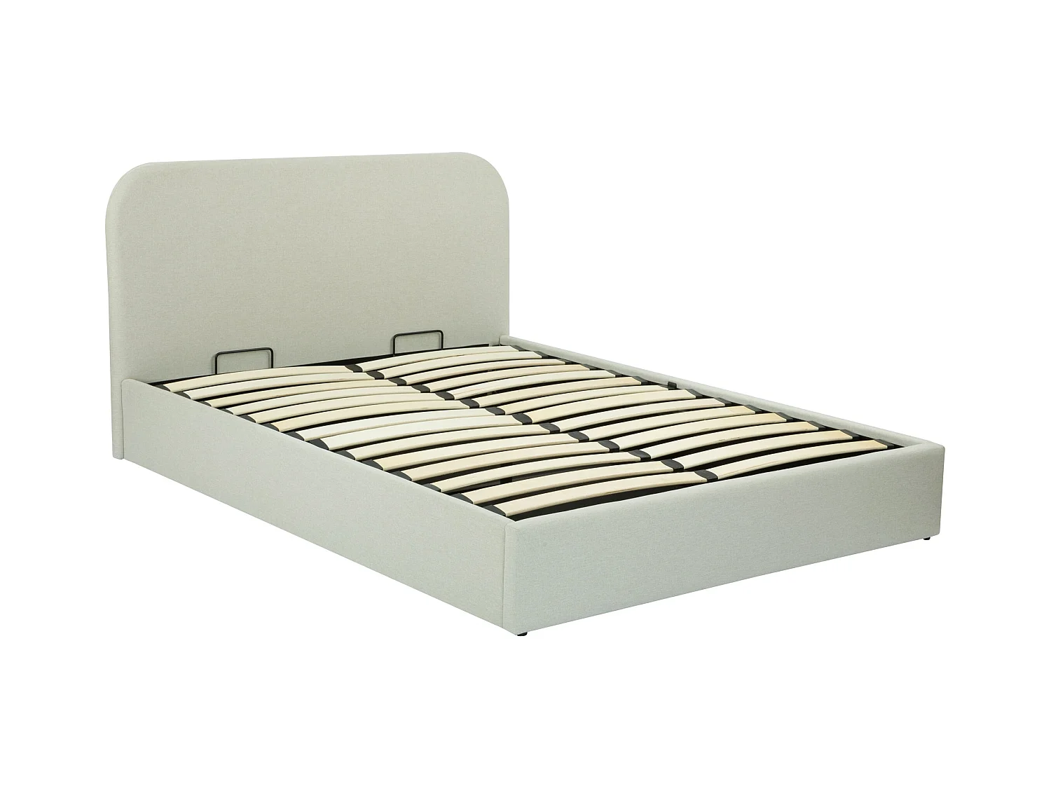 Lit double avec coffre 160x200 cm en tissu gris/beige - Tilly