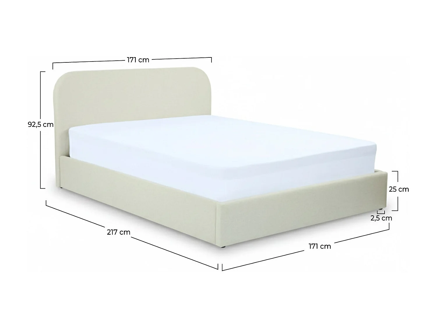 Letto contenitore 160x200 cm in tessuto grigio/beige - Tilly